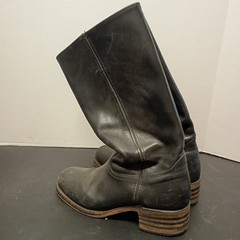 Frye Black Leather Tall Boots Size 10 M With 1.5″ Heels And Pull Straps Inside