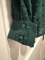 Cece Swiss Dot Long Sleeve Emerald Green Large Top