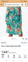 GANT jade green floral peony print shirt dress 14