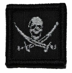 Pirate Jolly Roger Skull Cross Bones – 1×1 Military/ Patch Hook Backing