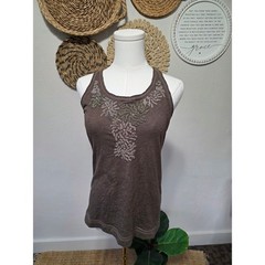 Vintage Abercrombie + Fitch Brown Beaded Y2k Tank Womens M Fairy Boho Festival