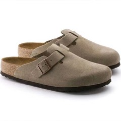 Birkenstock Boston Suede Leather Soft Footbed Unisex Clog Taupe Casual Shoes