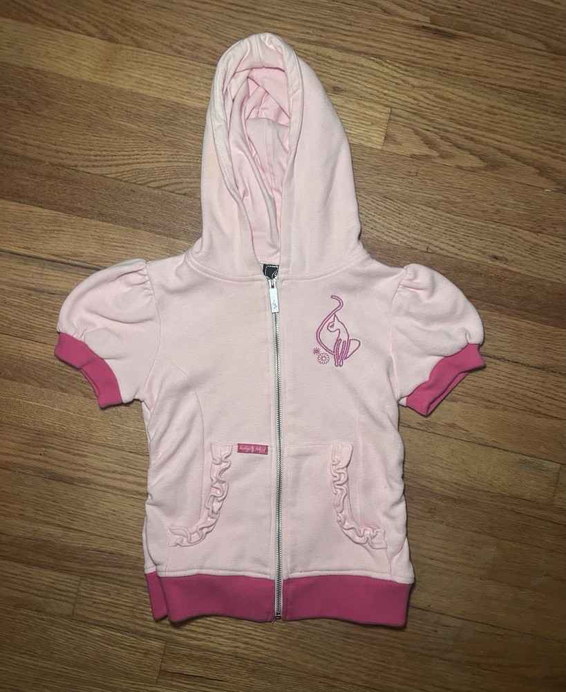 Baby Phat Girls Kids Short Sleeve Sweatshirt Pink Zip Cute Size Small