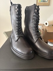 Vintage Foundry Co. Allison Black Leather Lace-Up Side Zip Combat Boots 8.5