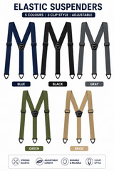 Heavy Duty Suspenders for Men Adjustable Elastic Y/X Back Work Hidden Undershirt