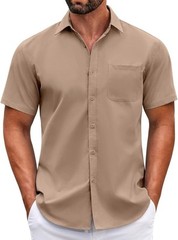Mens Short Sleeve Casual Button Down Shirts Summer Untucked Dress Shirts
