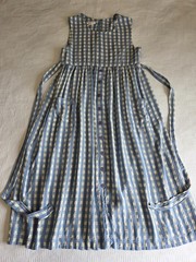 Talbots VTG Blue Beige Checked Sleeveless Rayon Acetate Long Dress Belted Siz 8
