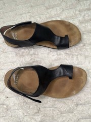 Dansko Reece Black Leather Sandals Size 37 Comfort Wedge
