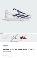 NWT adidas Adizero Electric Mens Football Cleats White Navy Blue IE6290 Sz 9