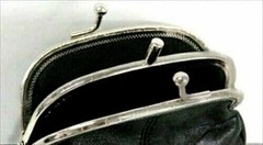 Black Genuine Leather Woman Coin Purse Double Frame Change Wallet Womens