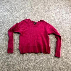 Tahari Sweater Womens M Red Wool Knit Preppy Business Academia Career Holiday