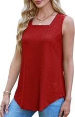 Womens Square Neck Tank Top Sleeveless Loose Fit Casual Summer Beach Vacation
