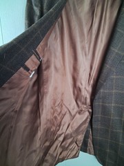 Jack Victor Wool Jacket Blazer Brown Plaid Men 42R Regular Windowpane Check