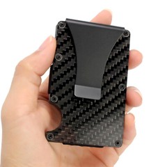 Men’s RFID Blocking Slim Money Clip Carbon Fiber Wallet ID Credit Card Holder
