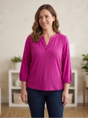 St. John’s Bay Fuchsia Split V-Neck Henley Tunic