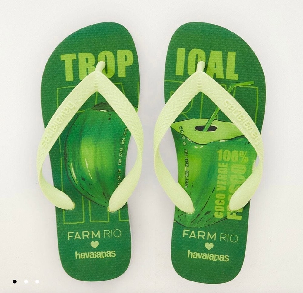 Havaianas x Farm Rio Tropical Coconut Green Flip Flop Sandals