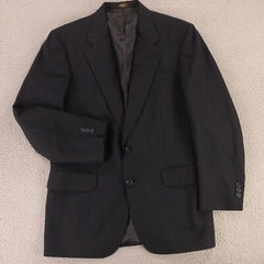 Towncraft Jacket S Blue Pinstripe Wool Polyester Worsted Wool Twill Blazer 38R