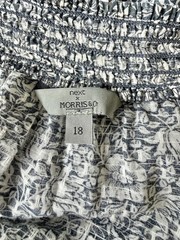Next Morris &Co Navy Mallow Forest Print Half Sleeve Textured Top Blouse Size 18