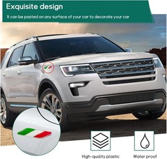 2-Pack 3D Italian Flag Emblem, Aluminum Car Front Fender Badge De Color: Italy
