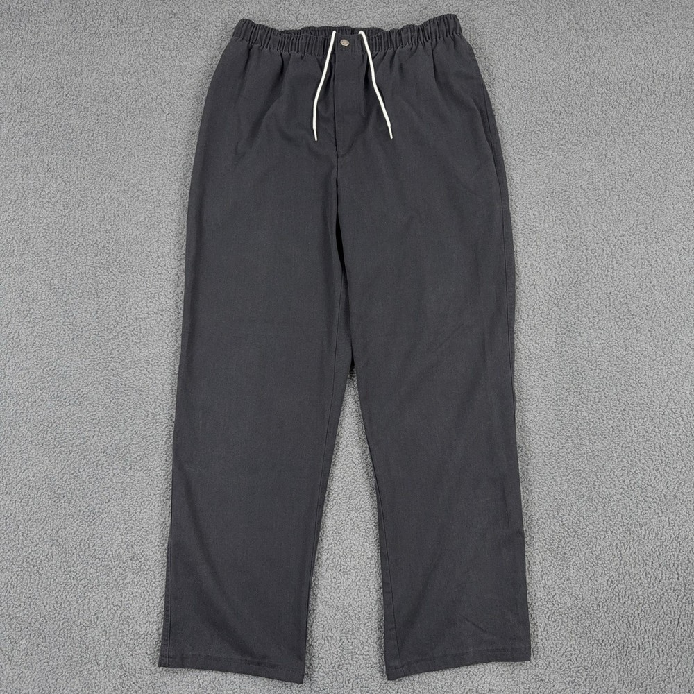 Vintage Lands End Pants Mens 36×30 Charcoal Elastic Waist Drawstring Chino USA