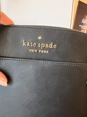 kate spade new york Staci Dome Crossbody Bag Black Zip Logo Gold Hardware