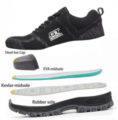 Men black Safety Work Shoes Steel Toe Boots Outdoor Sneakers