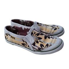 Keds Island Plaid Floral Double Decker Slip-On Sneakers Brown And Butter Yellow
