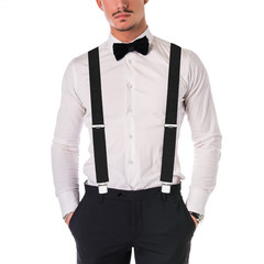 Buyless Fashion Suspenders for Men 48″ Elastic Adjustable Straps 1 1/4″ X Back