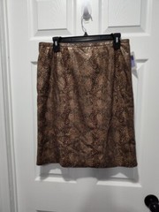 Harve Benard Vintage Faux Brown Snake Skin Pencil Skirt NWOT Lined Size 14