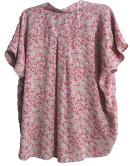 NYDJ Becky Split Neck Floral Georgette Blouse 1X Summer Rose Pink Dolman Sleeve