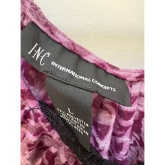 INC International Concepts Y2K Purple Paisley Floral Blouse Ruffle Cap Sleeve L