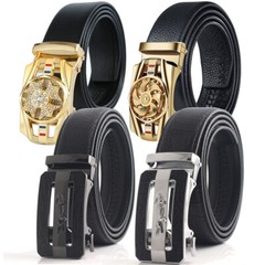 Men’s Belt Leather Ratchet Belts Adjustable Automatic Buckle 1.37inch Width Gift