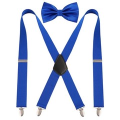 Men’s 1.37 inch Suspender and Pre-tied Bow Tie Set Royal Blue