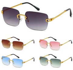 Hip Hop Men Sunglasses Rimless Square Shades Gold Designer Fashion Eye Glasses