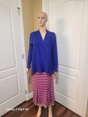 Dana Buchman Blue Knit Open Front V-Neck Lightweight Cardigan Sweater Womens XL
