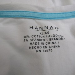 Hannah Womens XL Short Sleeve Round Neck Blue Flower Shirt Blouse