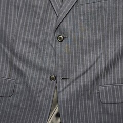 Jeremy Cobb 42R 36×32 Dark Gray Nailhead Pinstripe 100% Wool 2Btn 2Pc Mens Suit