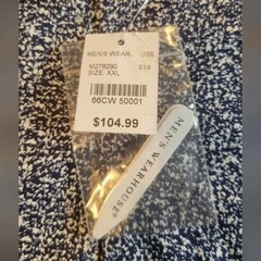 Egara Men’s Non Iron Stretch Pattern Dress Shirt XXL Blue White Print Button Up