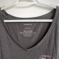 Torrid New Women’s Butterfly V-Neck Gray Graphic Knit Tee Shirt 2 2X Classic Fit