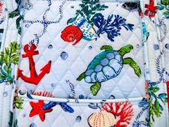 New Vera Bradley Anchors Aweigh Large Vera Tote Purse Seahorse Starfish Turtle