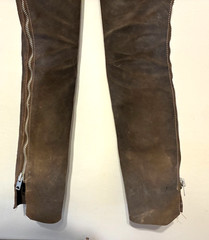 Vintage Riding Chaps Leather Suede Adjustable Waist Talon Zipper Great Patina