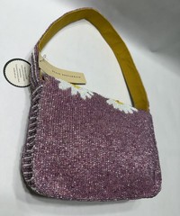 Beaded Shoulder Bag Lavender With Sunflowers