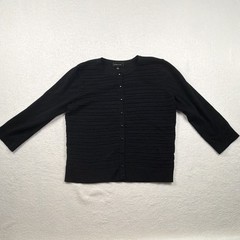 Spense Black Ribbed Knit Cardigan Women’s Medium Button Front 3/4 Sleeve Sweater