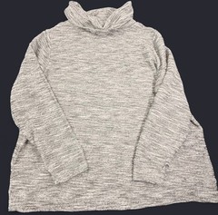 HEATHERED GRAY PULLOVER, SIZE XXL, CHEST 50 IN, LENGTH 27 *see flaws in pics