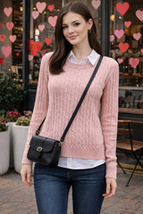 Karen Scott Cable Knit Sweater, Large Petite
