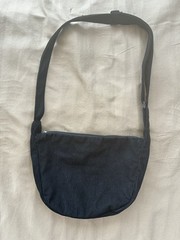 Black Small Shoulder Crossbody Bag, Zip Closure, Adjustable Strap, Solid