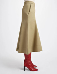 UK 12 US 8 Joseph Laurel Silk Twill Blend Full Midi Skirt Sand Beige ASO