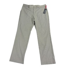 Tommy Hilfiger Mens TH Flex Tate Modern Fit Stretch Plaid Dress Pants Tan 34×30