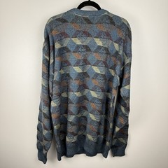 Vtg 80s 90s Megalos Sweater Mens XLT Tall 3D-Knit Biggie USA Coogi-Style Grandpa