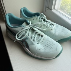 Asics Gel Game (1042A036) Womens Tennis Shoes Sz 9 Teal Green Silver White